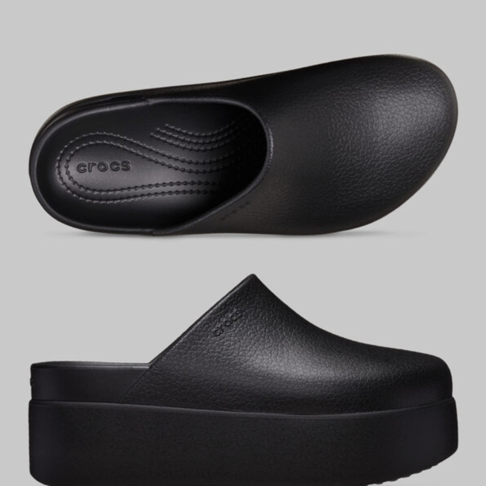 Crocs Dylan Black Chunky Platform Clog Mules Slides Shoes